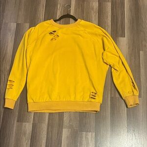 Women's Mustard Distressed Crewneck Top